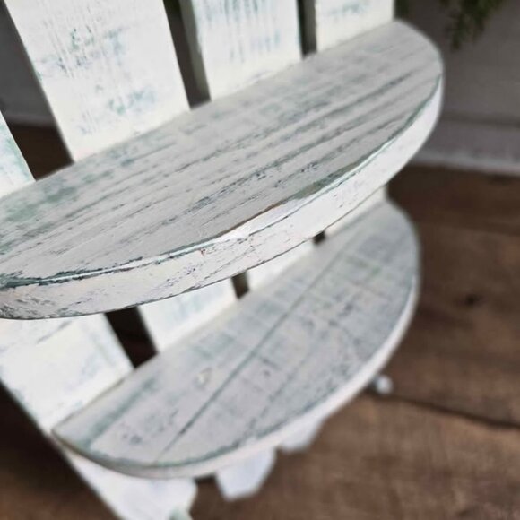 White & Teal Picket Fence Peg Key Rack Wall Hanging Primitive Farmhouse Shelf - Picture 5 of 8